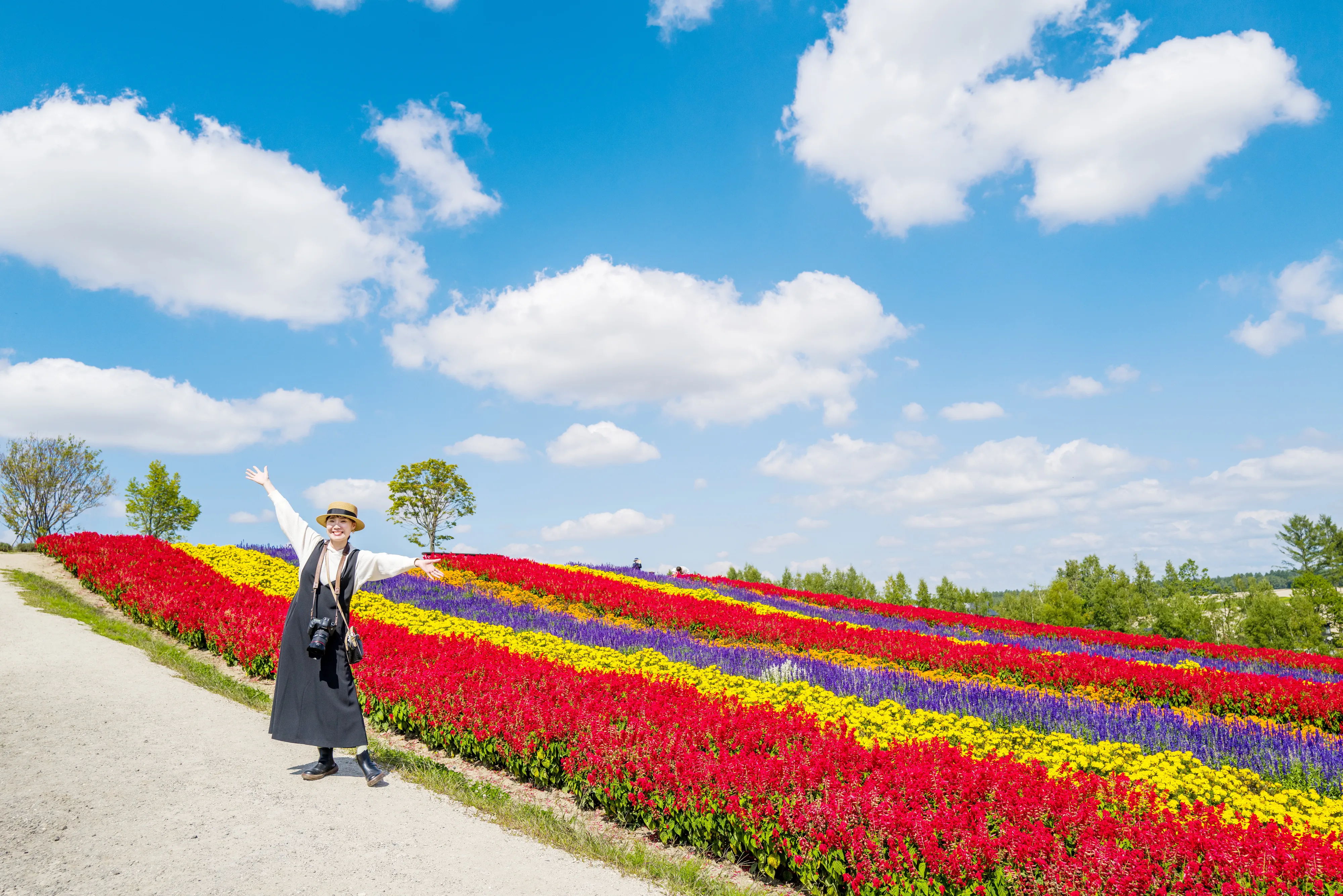 お花畑で記念写真